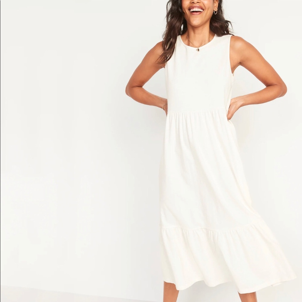 NWT Old Navy Cream Tired Midi Dress